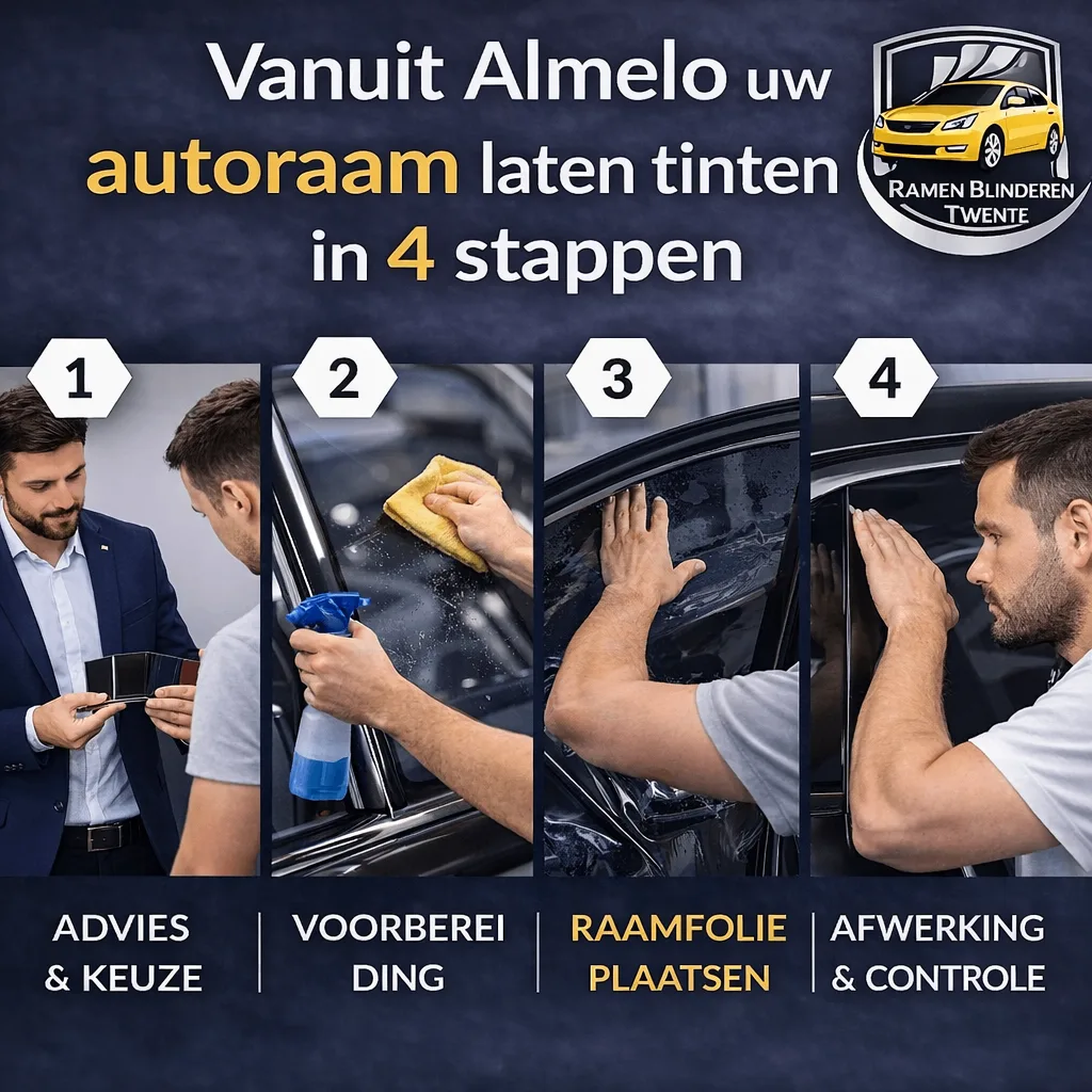Monteur bezig met auto ramen tinten in Almelo