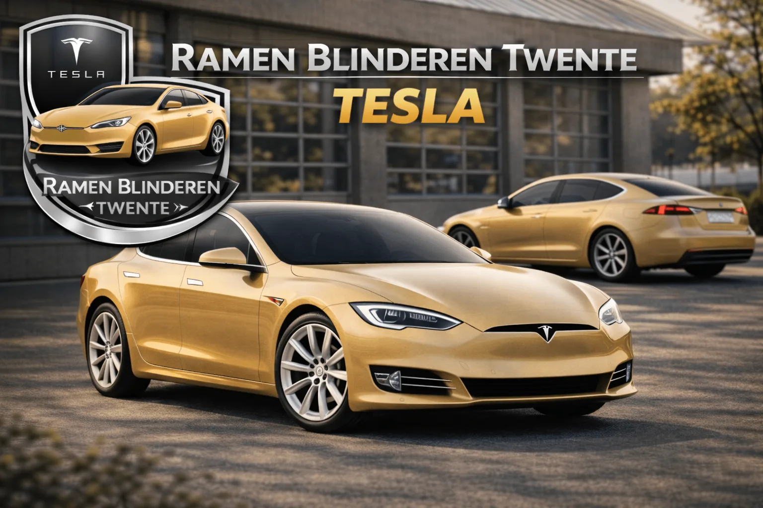 Witte Tesla Model 3 auto ramen blinderen bij Ramen Blinderen Twente