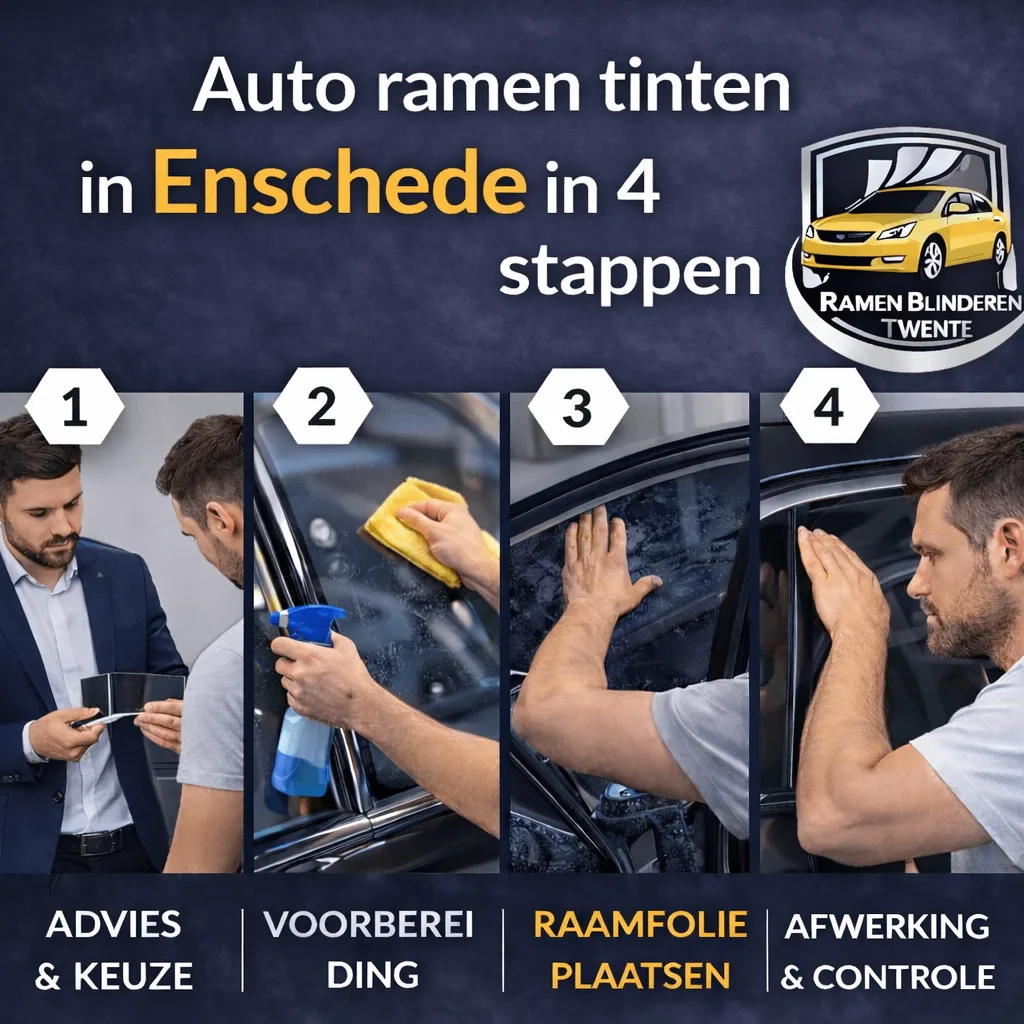 Monteur bezig met auto ramen tinten in Enschede