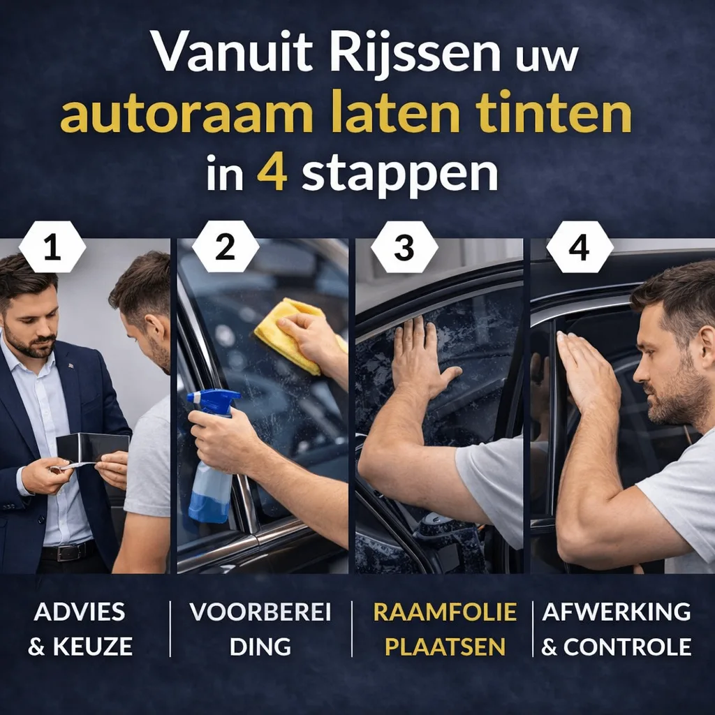 Monteur bezig met auto ramen tinten in Rijssen
