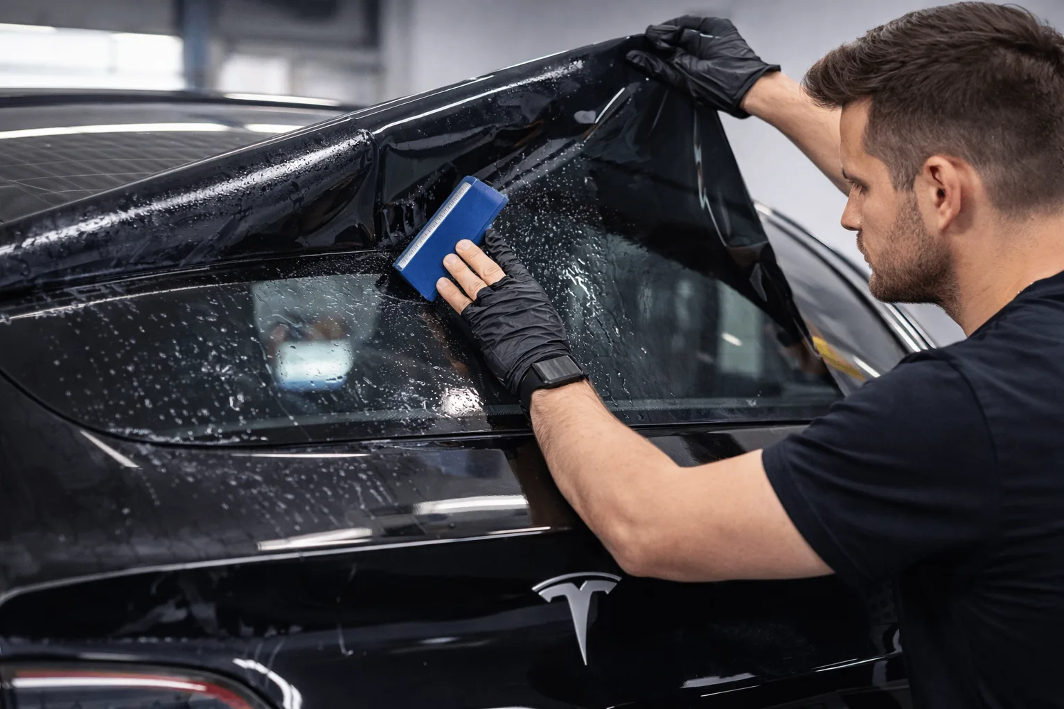 Tesla Model 3 interieur na professioneel ramen blinderen Twente